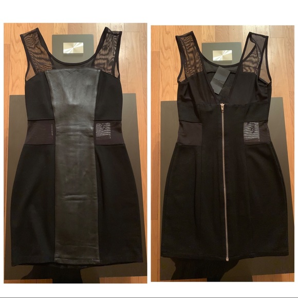 Leather Front Panel Dress - Picture 2 of 8